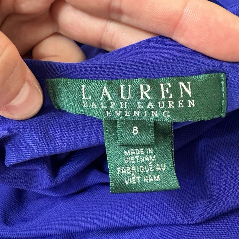 Lauren Ralph Lauren Green Label Black Tie Luxury Evening Gown Royal Blue - Picture 10 of 10